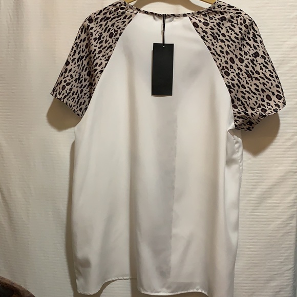 FHQ COLLECTION TOP ANIMAL PRINT/WHITE SZ M BRN/BLK - Picture 4 of 5